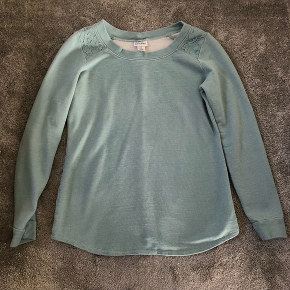 Motherhood Maternity Pullover Sweatshirt Blue and Dark Blue Jeans - Picture 2 of 7